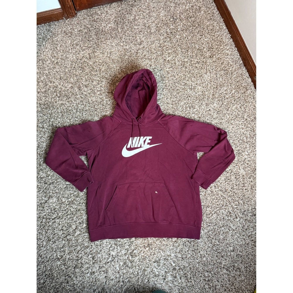 Nike Sportswear Essential Womens Fleece Hoodie Burgundy Maroon BV4126-638 Large‎